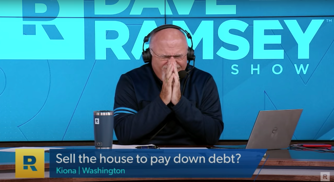 Dave Ramsey scrunching up his face in pain at a caller's foolishness